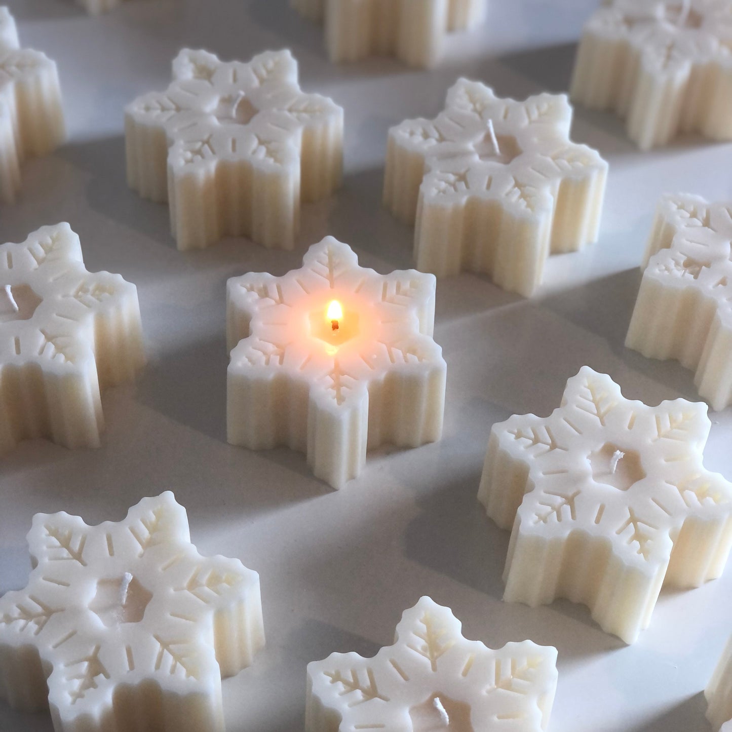 Unscented Snowflake Décor Candle